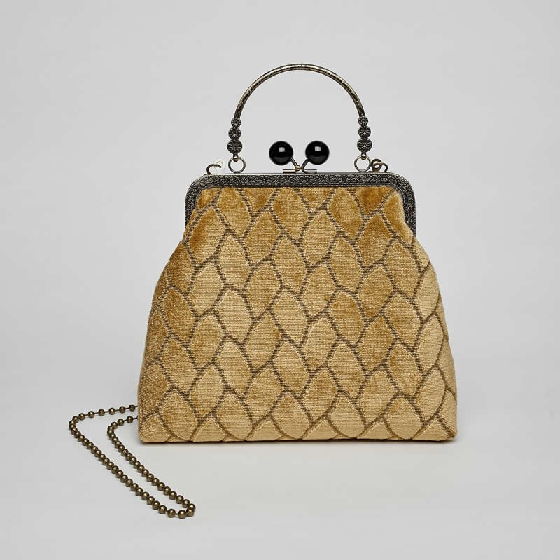 Bolso de boquilla con asa Leaves ocre