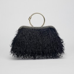 Bolso de boquilla con aro Plumas negro