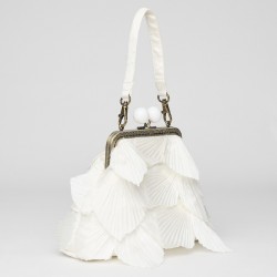 Bolso boquilla metálica con bolas Pétalos blanco