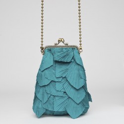Bolso con boquilla metálica Pétalos verde pavo