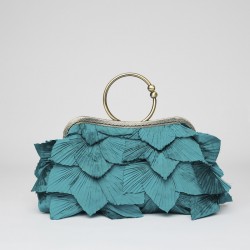 Bolso de boquilla con asa en aro Pétalos verde pavo